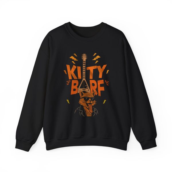 Kitty Barf Guitar Cat with Glasses - Unisex Heavy Blend™ Crewneck Sweatshirt Gildan 18000 - Image 4