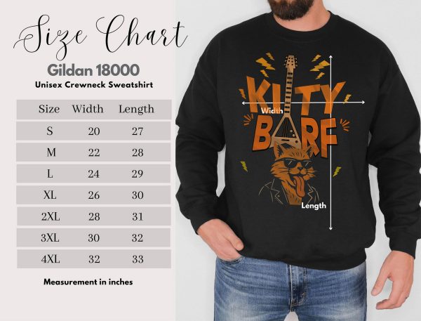 Kitty Barf Guitar Cat with Glasses - Unisex Heavy Blend™ Crewneck Sweatshirt Gildan 18000 - Image 13