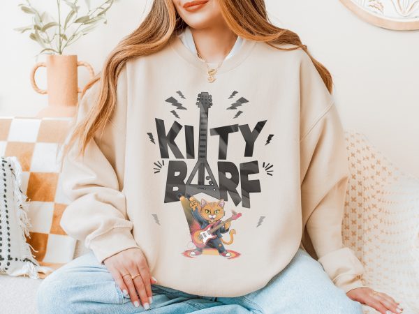 Kitty Barf Grey Guitar - Unisex Heavy Blend™ Crewneck Sweatshirt Gildan 18000 - Image 10