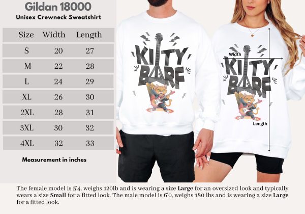 Kitty Barf Grey Guitar - Unisex Heavy Blend™ Crewneck Sweatshirt Gildan 18000 - Image 19