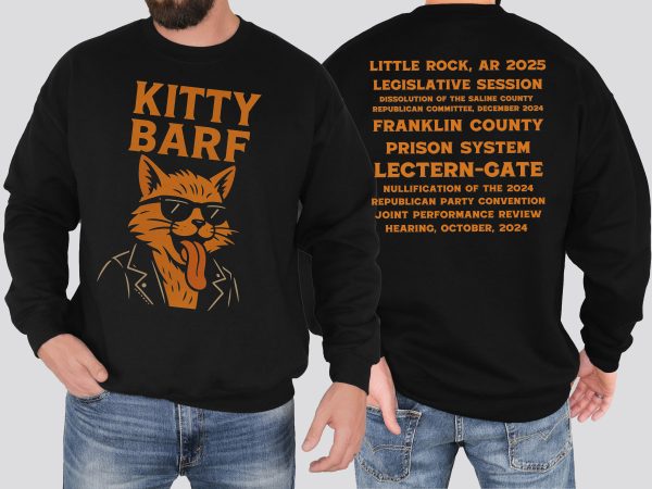 Kitty Barf Leather Jacket and Glasses - Unisex Heavy Blend™ Crewneck Sweatshirt Gildan 18000 - Image 5