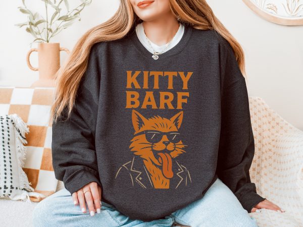 Kitty Barf Leather Jacket and Glasses - Unisex Heavy Blend™ Crewneck Sweatshirt Gildan 18000 - Image 13