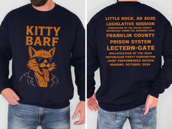 Kitty Barf Leather Jacket and Glasses - Unisex Heavy Blend™ Crewneck Sweatshirt Gildan 18000 - Image 3