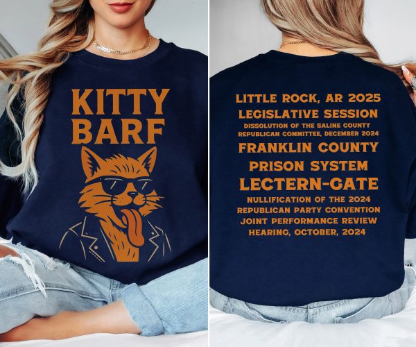 Kitty Barf Leather Jacket and Glasses - Unisex Heavy Blend™ Crewneck Sweatshirt Gildan 18000 - Image 2