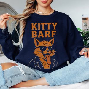 Kitty Barf Leather Jacket and Glasses - Unisex Heavy Blend™ Crewneck Sweatshirt Gildan 18000