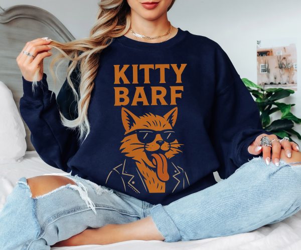 Kitty Barf Leather Jacket and Glasses - Unisex Heavy Blend™ Crewneck Sweatshirt Gildan 18000