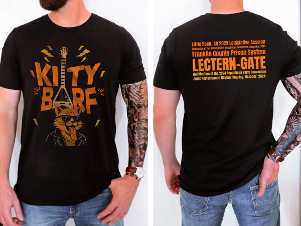 Kitty Barf Guitar Cat with Glasses - Bella Canvas 3001 - Unisex Short Sleeve Tee - Image 2