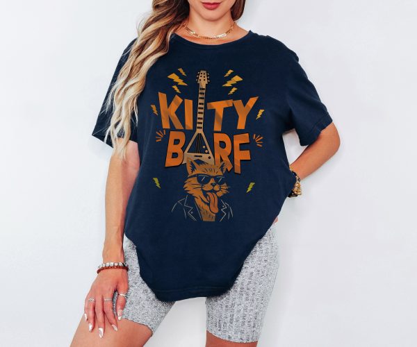 Kitty Barf Guitar Cat with Glasses - Bella Canvas 3001 - Unisex Short Sleeve Tee - Image 6