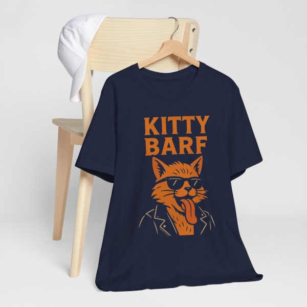 Kitty Barf Leather Jacket and Glasses - Bella Canvas 3001 - Unisex Short Sleeve Tee - Image 11