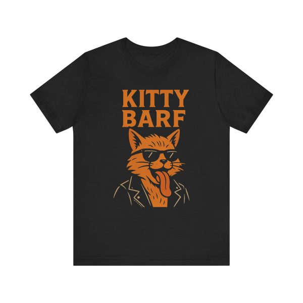 Kitty Barf Leather Jacket and Glasses - Bella Canvas 3001 - Unisex Short Sleeve Tee - Image 4