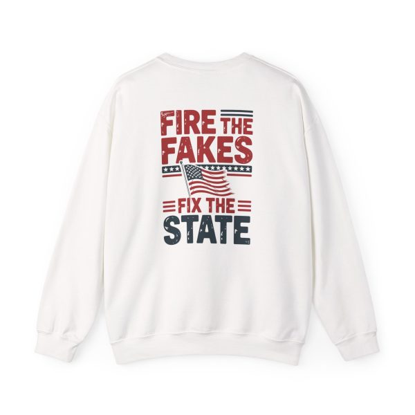 Fire the Fakes Flag Fix The State Arkansas 1st - Unisex Heavy Blend™ Crewneck Sweatshirt Gildan 18000 - Image 10