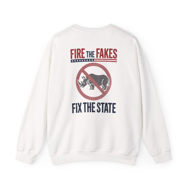 Fire the Fakes Small Rino Fix The State - Unisex Heavy Blend™ Crewneck Sweatshirt Gildan 18000 - Image 10