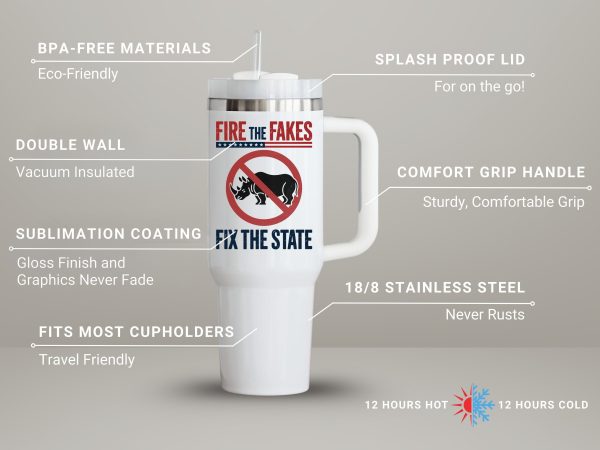 Arkansas 1st  – Fire the Fakes Fix the State 40oz Tumbler - Image 3