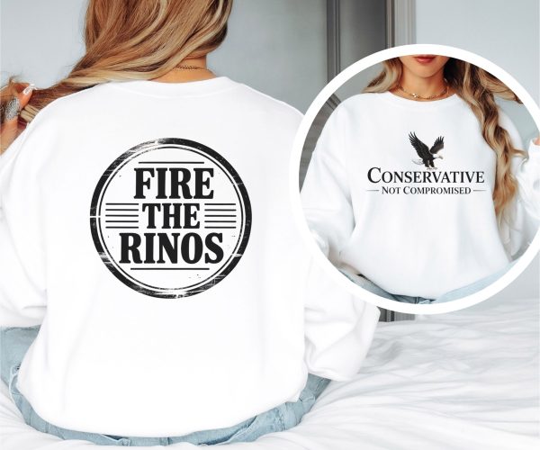 Conservative Not Compromised Fire the Rinos - Unisex Heavy Blend™ Crewneck Sweatshirt Gildan 18000 - Image 2