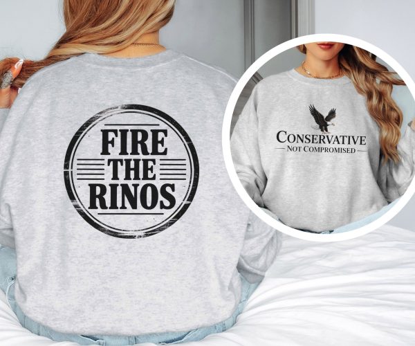 Conservative Not Compromised Fire the Rinos - Unisex Heavy Blend™ Crewneck Sweatshirt Gildan 18000 - Image 6
