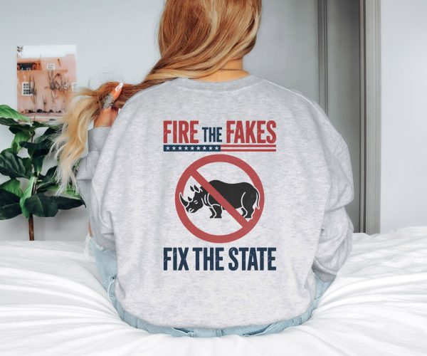Fire the Fakes Fix The State Arkansas 1st - Unisex Heavy Blend™ Crewneck Sweatshirt Gildan 18000 - Image 2