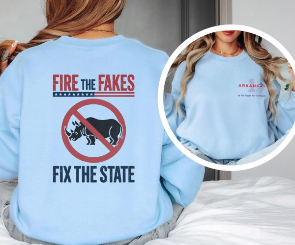 Fire the Fakes Fix The State Arkansas 1st - Unisex Heavy Blend™ Crewneck Sweatshirt Gildan 18000 - Image 15