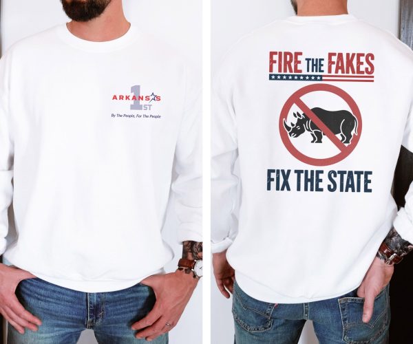 Fire the Fakes Fix The State Arkansas 1st - Unisex Heavy Blend™ Crewneck Sweatshirt Gildan 18000 - Image 4