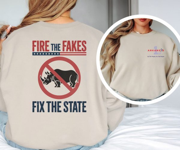 Fire the Fakes Fix The State Arkansas 1st - Unisex Heavy Blend™ Crewneck Sweatshirt Gildan 18000 - Image 11