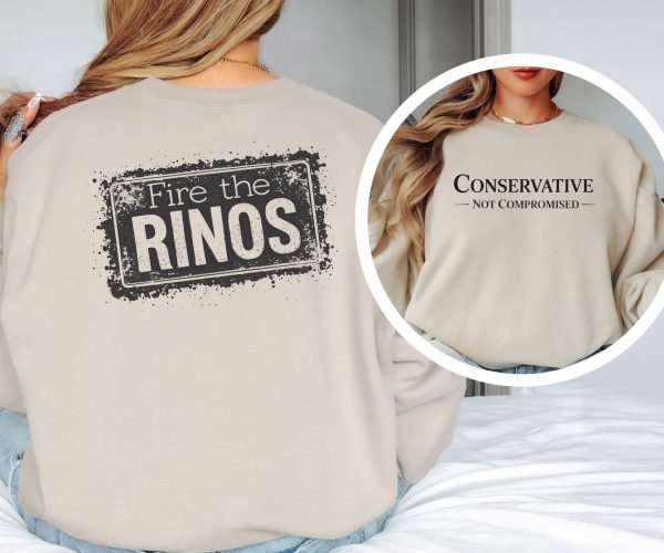 Conservative Not Compromised Fire the Rinos - Unisex Heavy Blend™ Crewneck Sweatshirt Gildan 18000 - Image 2