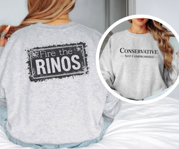 Conservative Not Compromised Fire the Rinos - Unisex Heavy Blend™ Crewneck Sweatshirt Gildan 18000 - Image 5