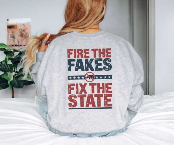 Fire the Fakes Small Rino Fix The State - Unisex Heavy Blend™ Crewneck Sweatshirt Gildan 18000 - Image 4