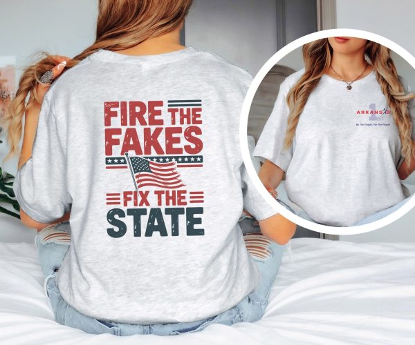 Fire the Fakes Flag Fix the State Arkansas 1st - Bella Canvas 3001 - Unisex Short Sleeve Tee - Image 13