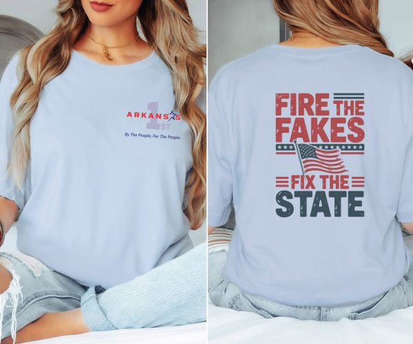 Fire the Fakes Flag Fix the State Arkansas 1st - Bella Canvas 3001 - Unisex Short Sleeve Tee - Image 5