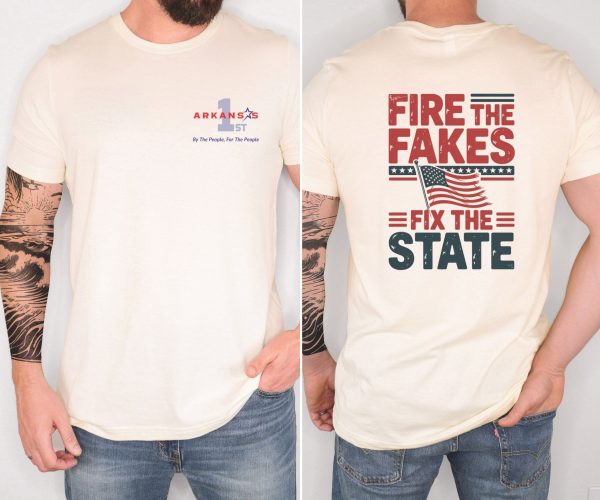 Fire the Fakes Flag Fix the State Arkansas 1st - Bella Canvas 3001 - Unisex Short Sleeve Tee - Image 2