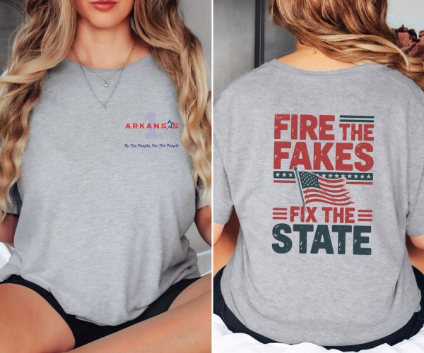 Fire the Fakes Flag Fix the State Arkansas 1st - Bella Canvas 3001 - Unisex Short Sleeve Tee - Image 16