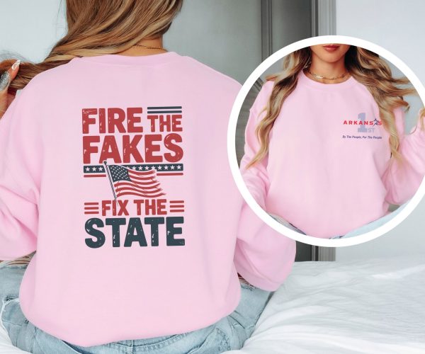 Fire the Fakes Flag Fix The State Arkansas 1st - Unisex Heavy Blend™ Crewneck Sweatshirt Gildan 18000