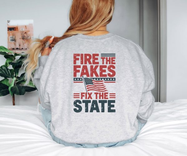 Fire the Fakes Flag Fix The State Arkansas 1st - Unisex Heavy Blend™ Crewneck Sweatshirt Gildan 18000 - Image 4