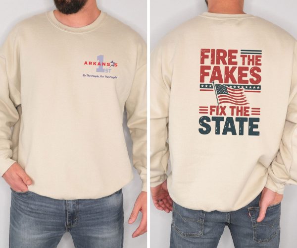 Fire the Fakes Flag Fix The State Arkansas 1st - Unisex Heavy Blend™ Crewneck Sweatshirt Gildan 18000 - Image 12