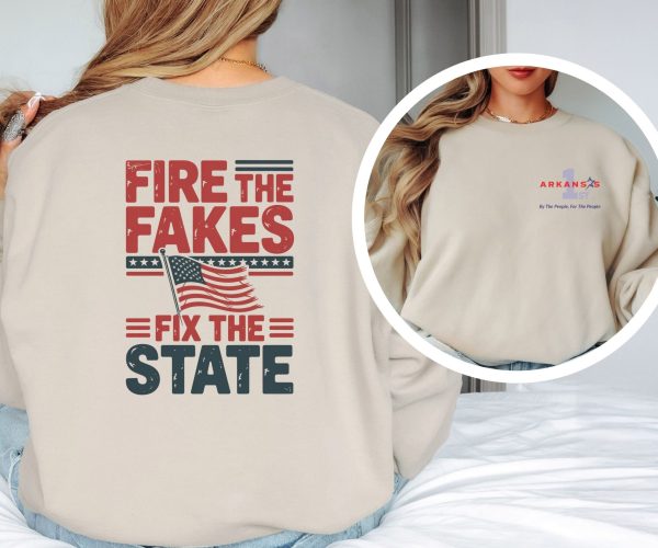 Fire the Fakes Flag Fix The State Arkansas 1st - Unisex Heavy Blend™ Crewneck Sweatshirt Gildan 18000 - Image 13
