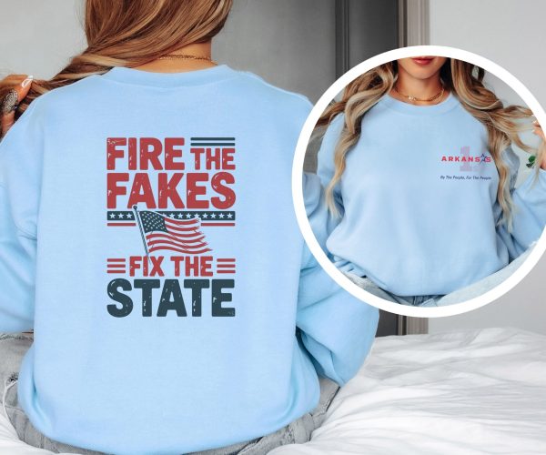 Fire the Fakes Flag Fix The State Arkansas 1st - Unisex Heavy Blend™ Crewneck Sweatshirt Gildan 18000 - Image 17