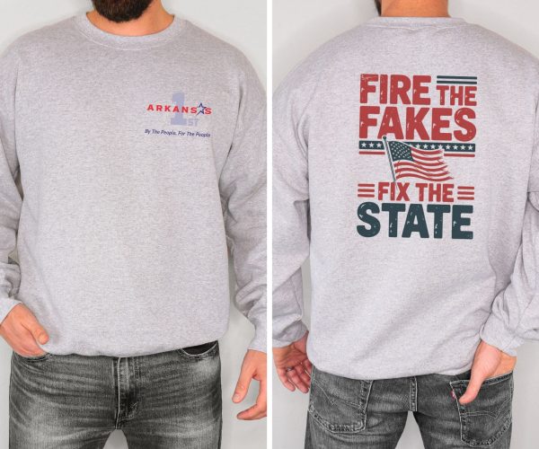 Fire the Fakes Flag Fix The State Arkansas 1st - Unisex Heavy Blend™ Crewneck Sweatshirt Gildan 18000 - Image 15