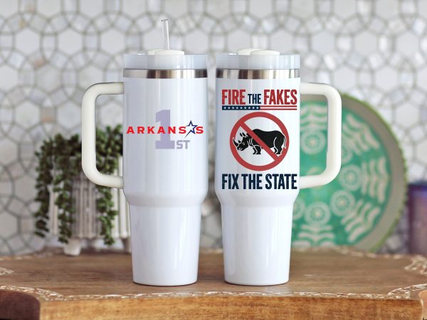 Arkansas 1st  – Fire the Fakes Fix the State 40oz Tumbler - Image 6
